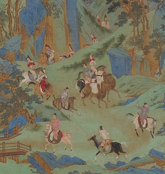 Emperor Xuanzong journeys to Shu  An Lushan Rebellion, 756 CE, July   (attributed to Qiu Ying) (1494-1552) National Museum of Asian Art, Washington, D.C.,   F1993.4